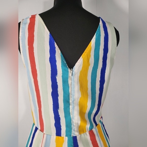 Milk & Honey Striped Romper V-Neck Sleeveless Colorful Casual Summer - Size S - Picture 6 of 10